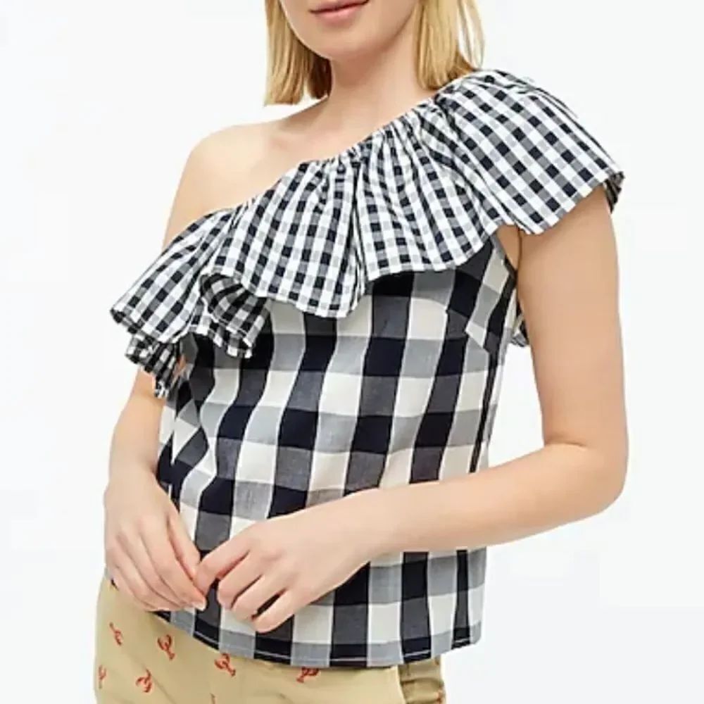 NWT J.Crew Poplin Ruffle Shoulder Top